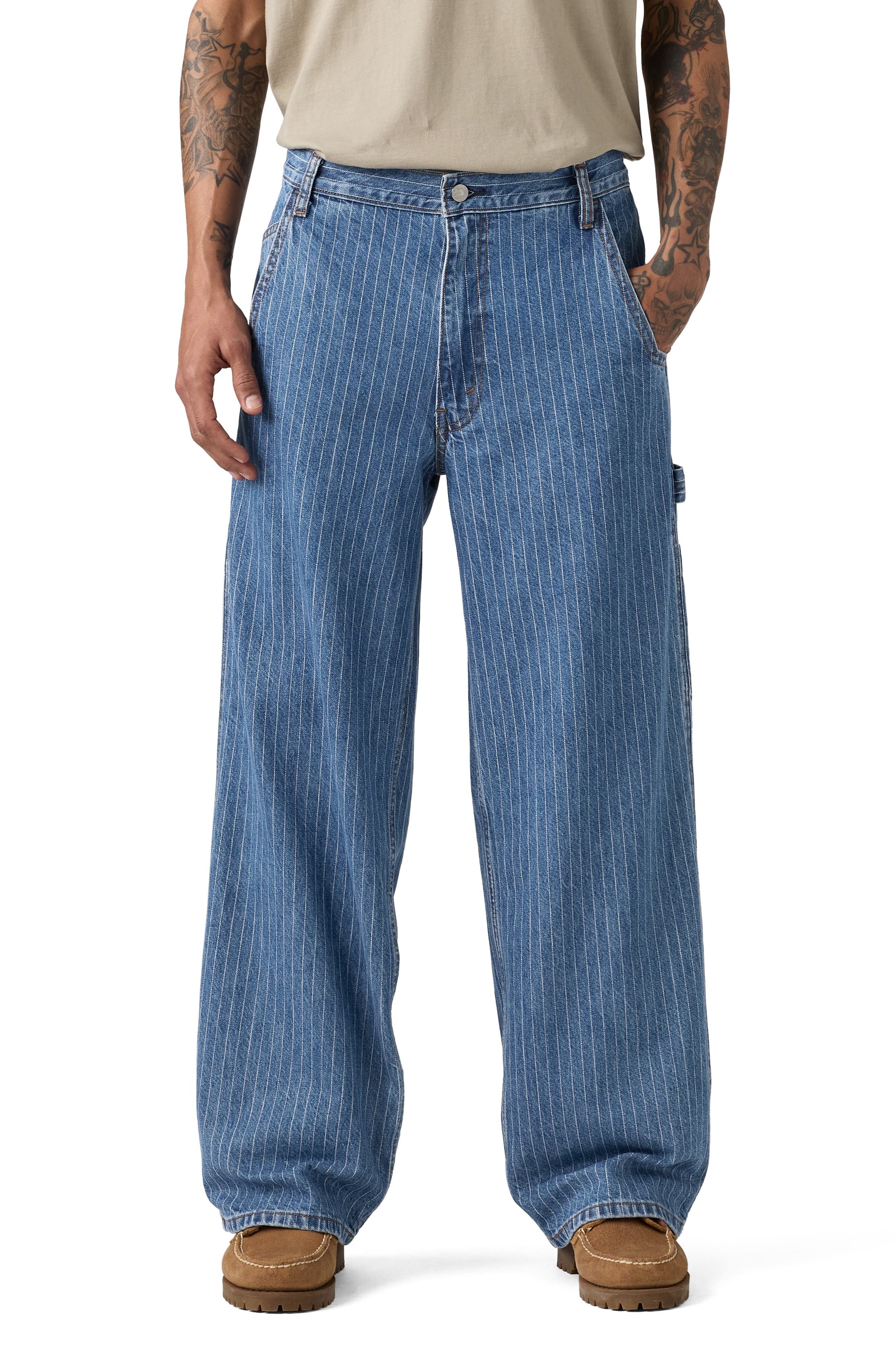Extra Baggy Pinstripe Utility Relaxed Leg Jeans