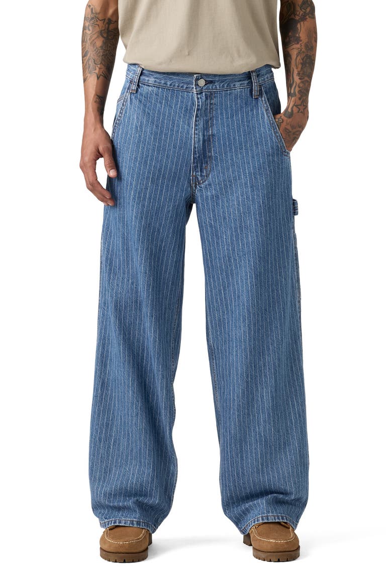 Extra Baggy Pinstripe Utility Relaxed Leg Jeans, Main, color, KITE EXPRESS