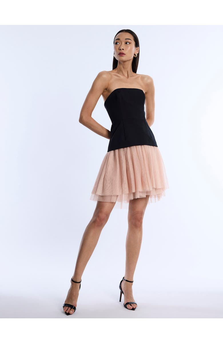 BCBGMAXAZRIA Strapless Tutu Dress, Main, color, Black/Almond