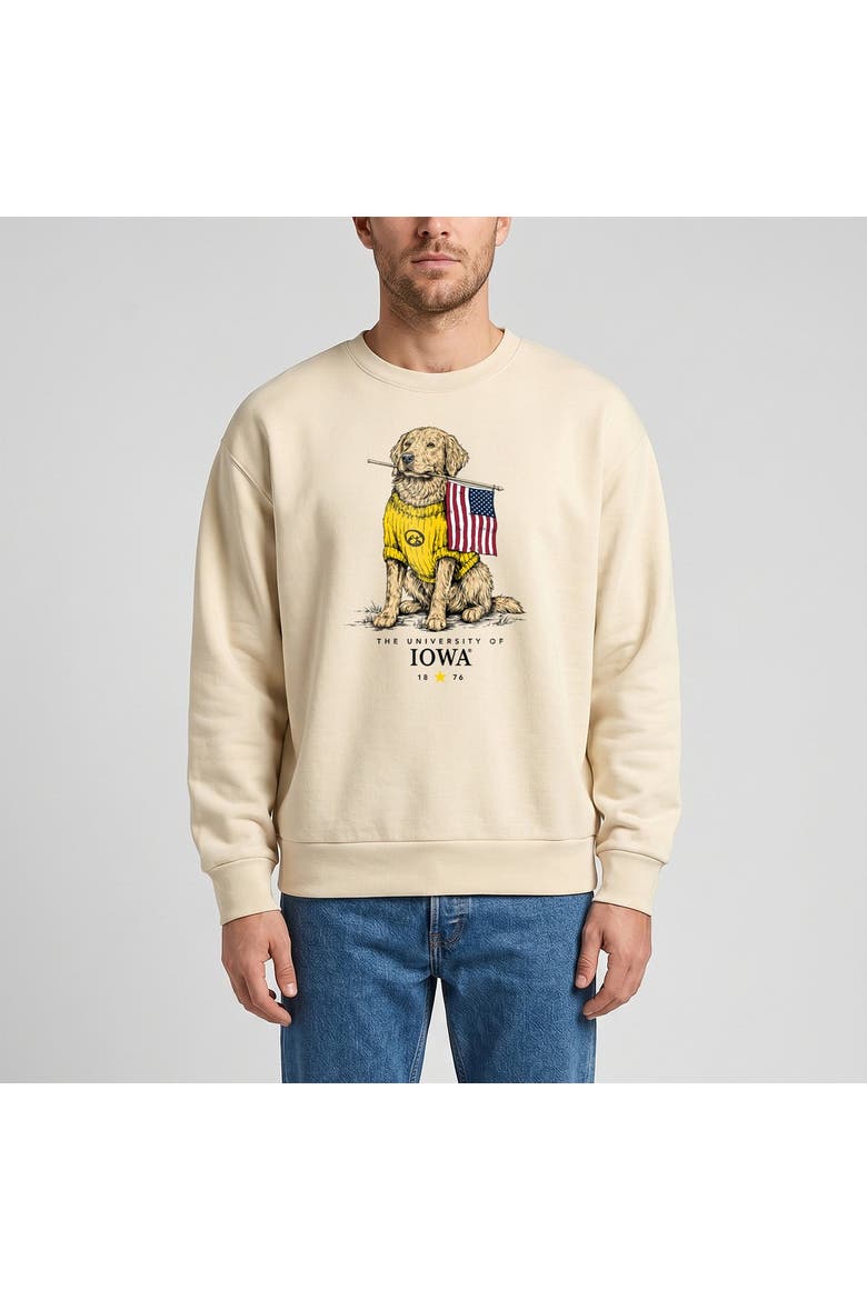 Unisex Uscape Apparel Cream Iowa Hawkeyes Americana Good Boy Ribbed Premium Sweatshirt, Main, color, Cream