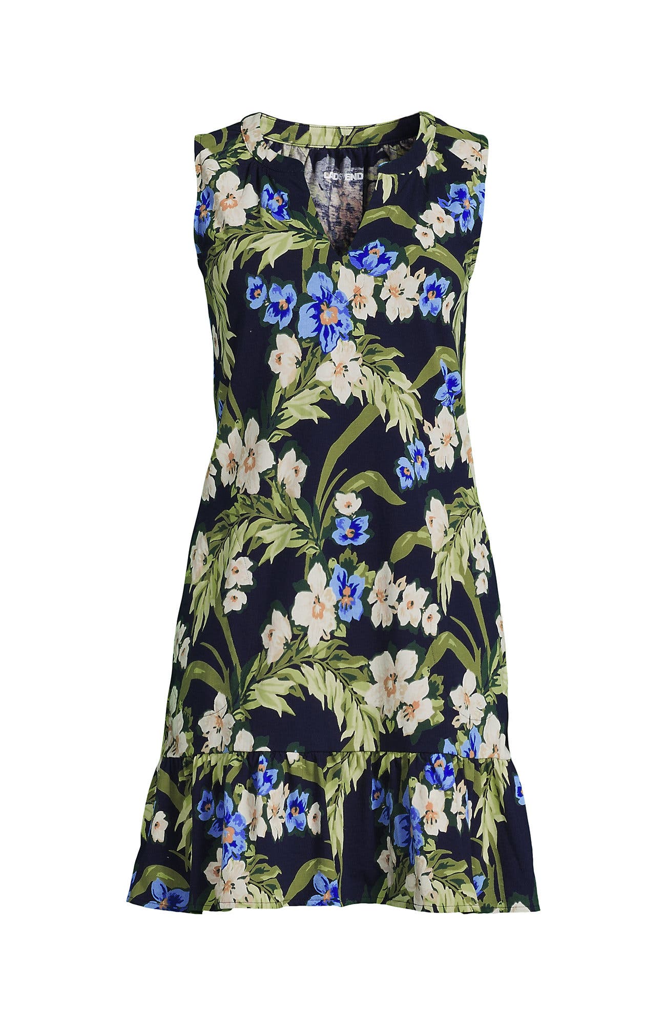 women's cotton jersey notch neck dress Women's Cotton Jersey Notch Neck Dress - Lands' End - Blue