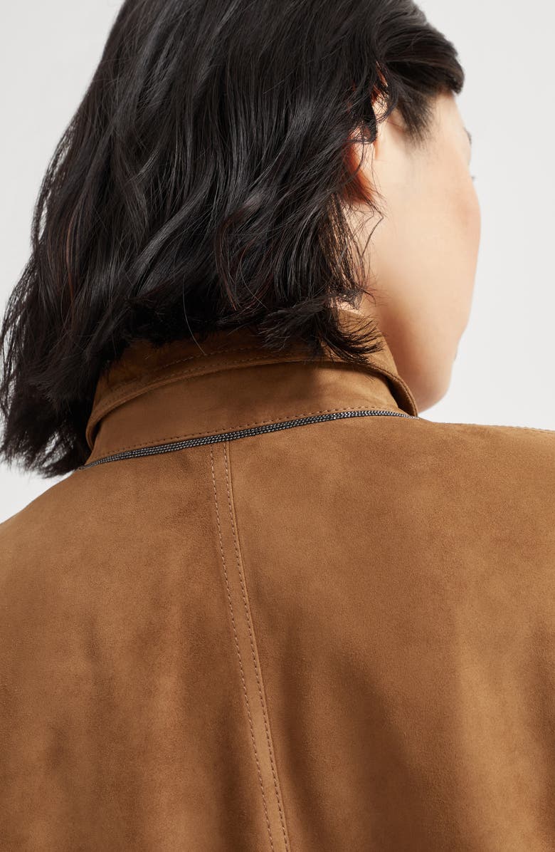 Brunello Cucinelli Suede shirt with monili, Alternate, color, Light Brown