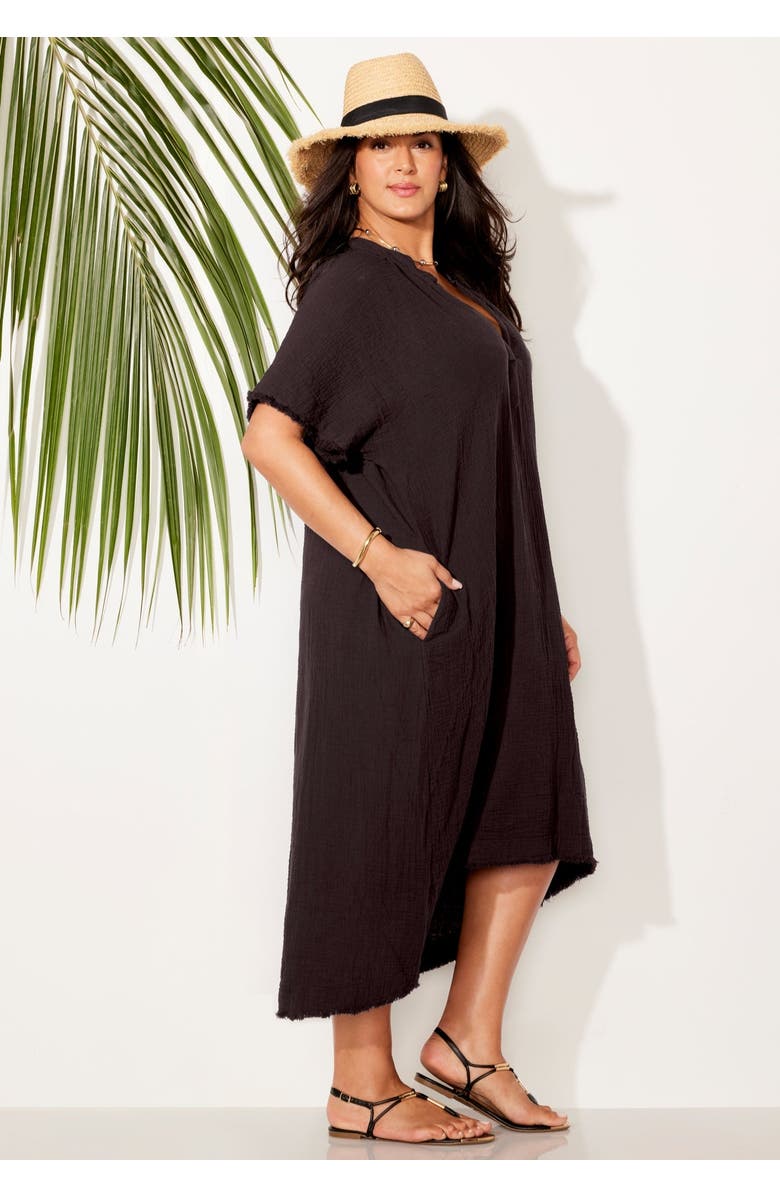 Swimsuits for All Gauze High-Low Sun Dress Cover Up, Alternate, color, Espresso