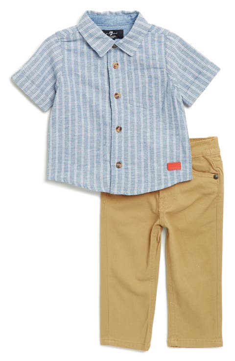 Short Sleeve Button-Up Shirt & Jeans Set (Baby)