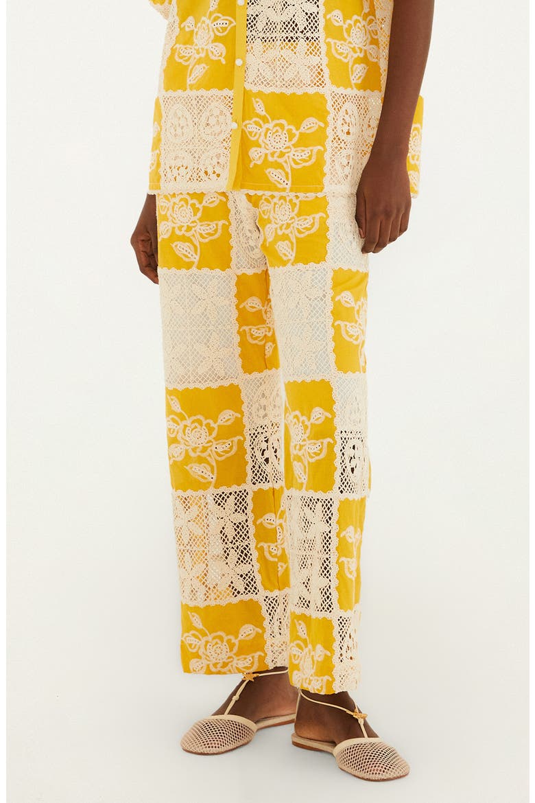 Lace Patchwork Cotton Pants, Main, color, OFF-WHITE