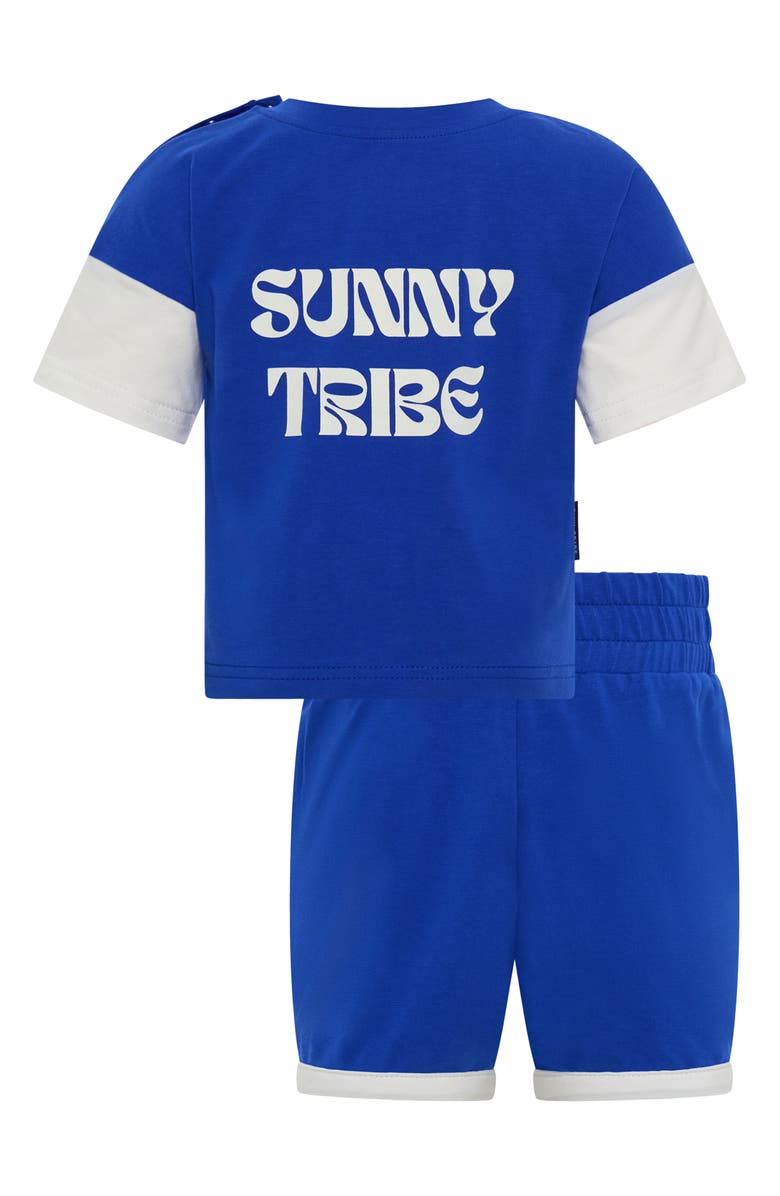 TINY TRIBE Sunny Tribe Layered Look Graphic T-Shirt & Shorts Set, Alternate, color, Blue