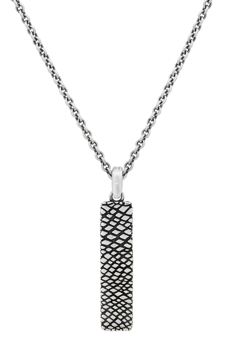 Men's Artisan Sterling Silver Bar Pendant Necklace, Main, color, SILVER