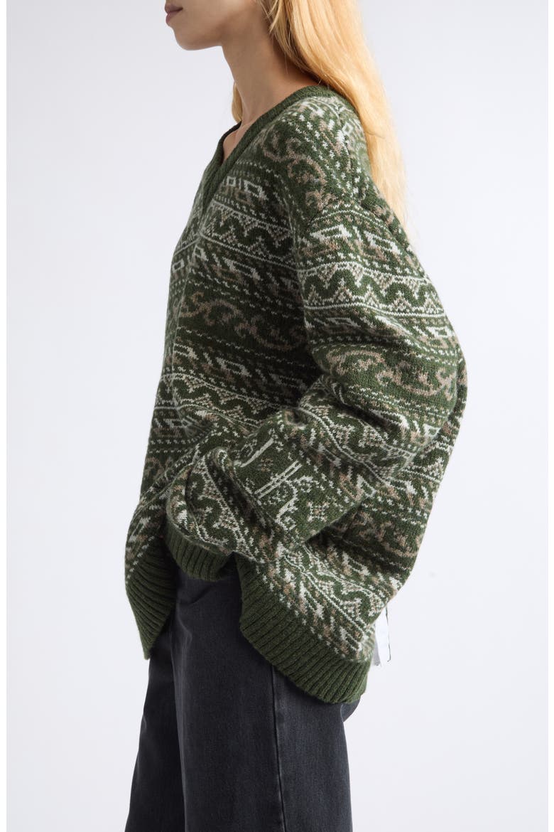 Kair Fair Isle Wool Sweater, Alternate, color, GREEN