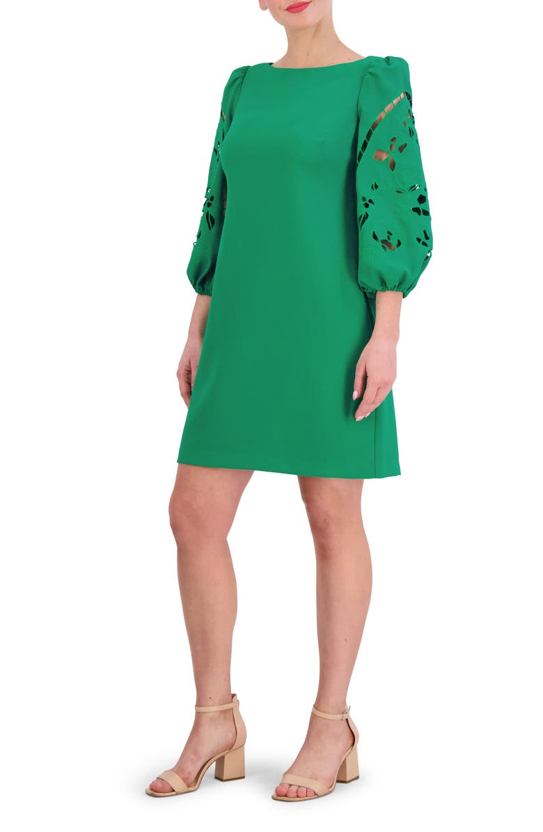 Vince Camuto Eyelet Sleeve Crepe Shift Dress, Alternate, color, 