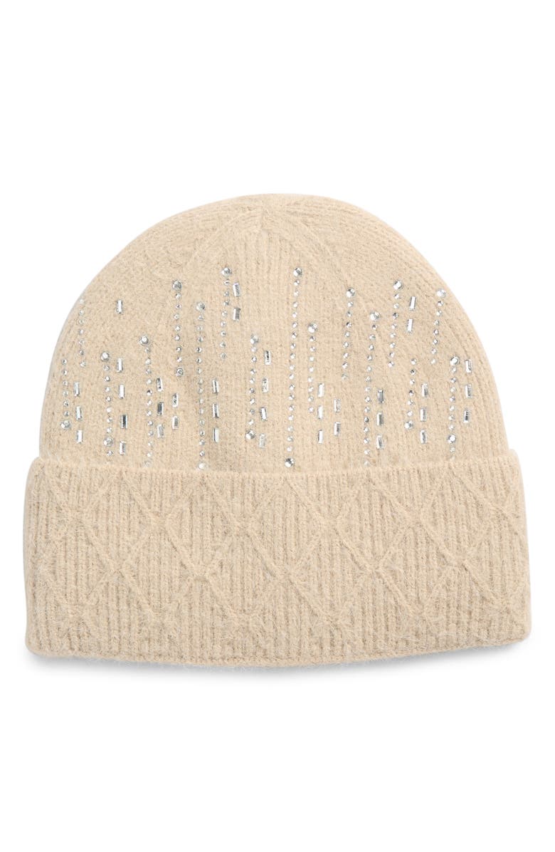 NATASHA Stroke Crystal Beanie, Main, color, Oatmeal