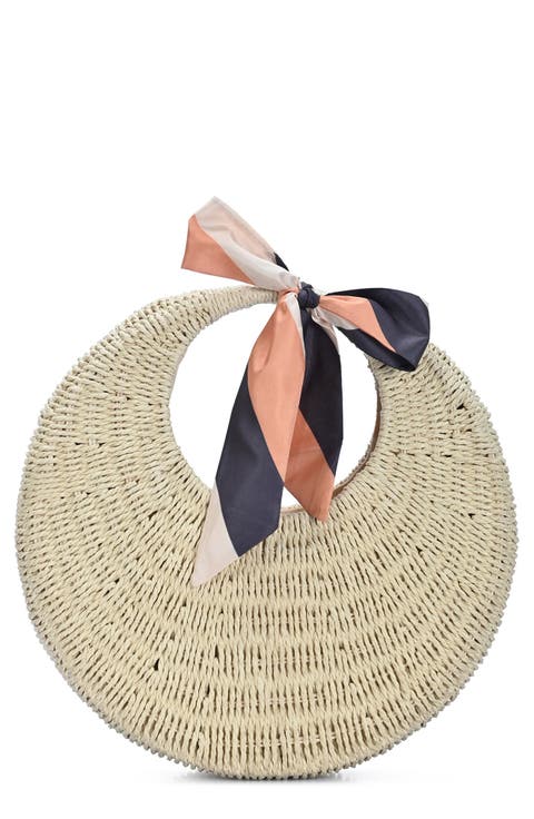 Structured Woven Straw Hobo Shoulder Bag