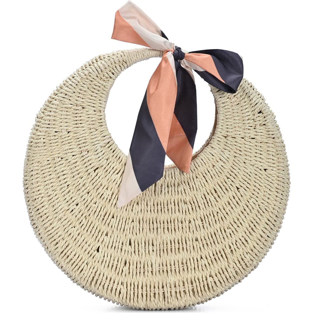 Madison West Structured Woven Straw Hobo Shoulder Bag In Cream