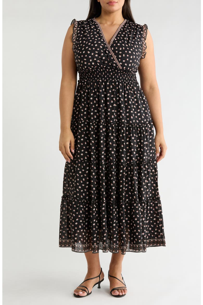 Sleeveless Maxi Dress, Main, color, BLACK/ BLUSH ORBIT OVALS