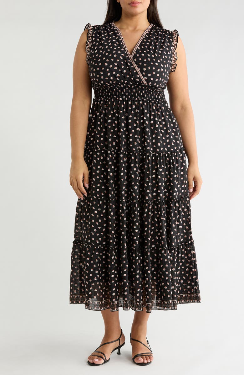 MAX STUDIO Sleeveless Maxi Dress, Main, color, Black/ Blush Orbit Ovals