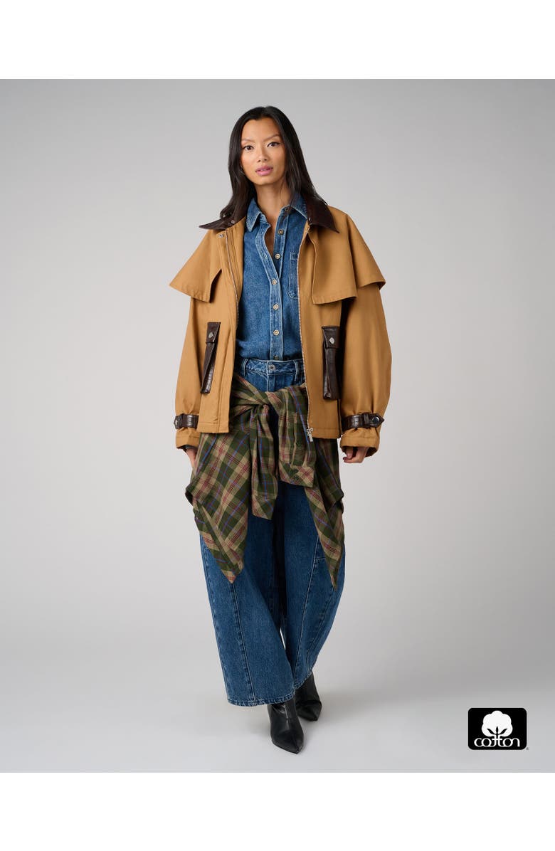 WeWoreWhat Cocoon Barn Jacket, Alternate, color, Khaki/Drk Brown