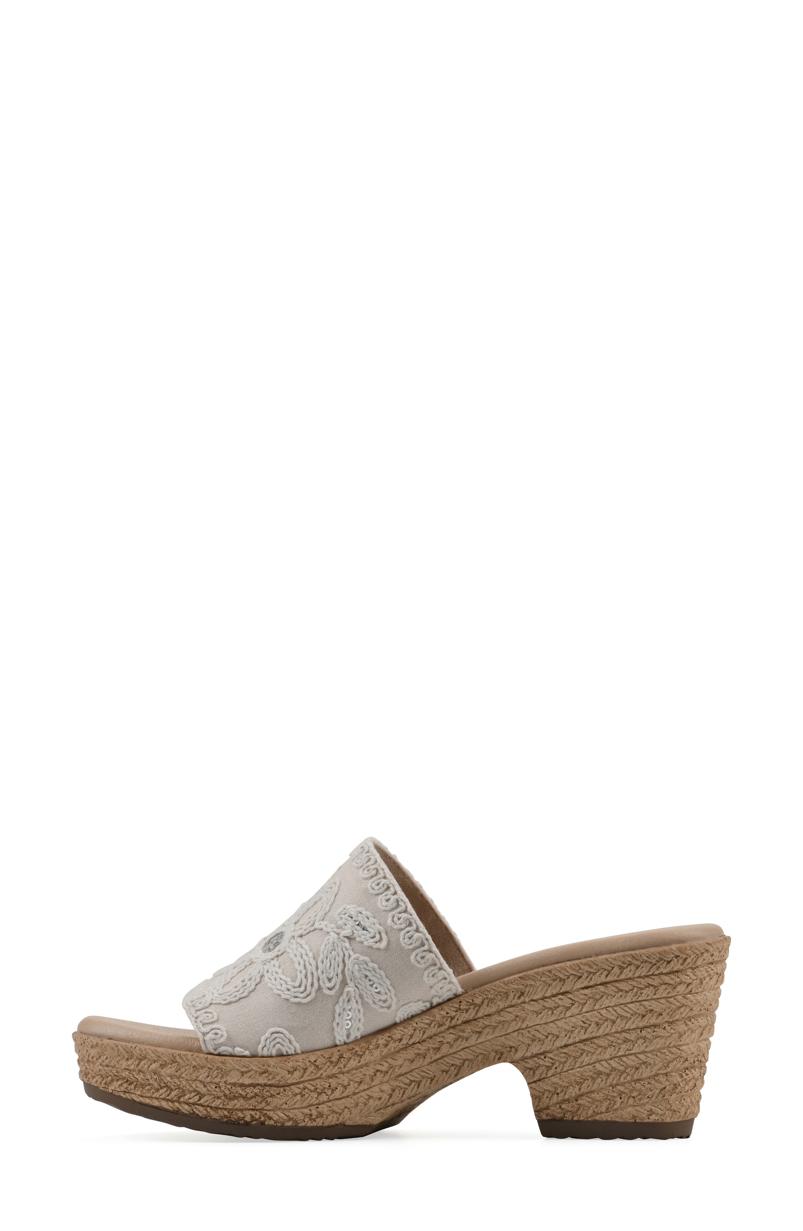 CLIFFS BY WHITE MOUNTAIN Biancia Platform Slide Sandal, Alternate, color, Natural White Fabric