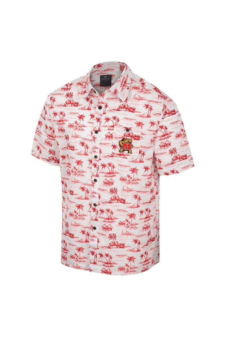 Men's Colosseum White Maryland Terrapins Spontaneous is Romantic Camp Button-Up Shirt, Alternate, color, White