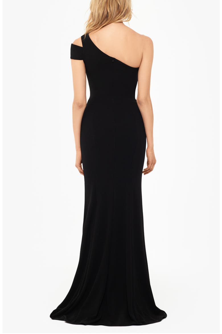 One-Shoulder Scuba Crepe Gown, Alternate, color, BLACK