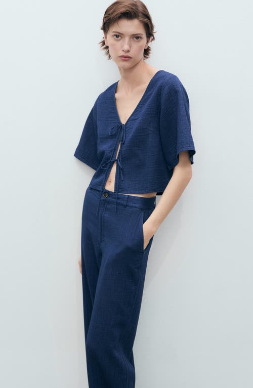 Mango High Waist Flowy Jeans In Blue