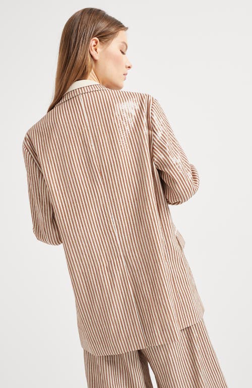 Brunello Cucinelli Linen Sequin-stripe Blazer In Yuta