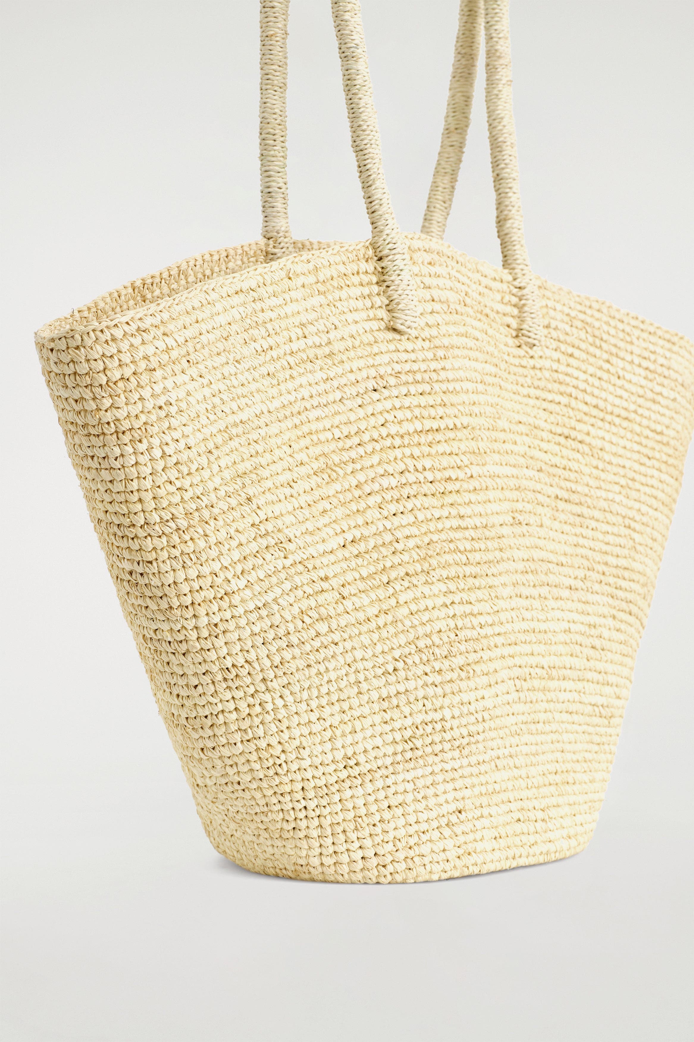 Hand-Woven Market Tote - Straw, Alternate, color, BEIGE