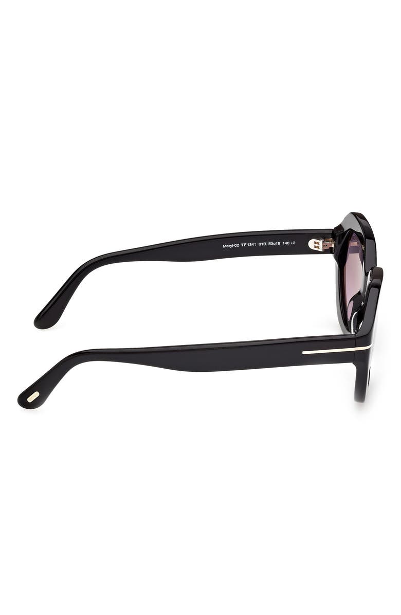 TOM FORD Meryl 53mm Gradient Geometric Sunglasses, Alternate, color, Shiny Black / Smoke Purple