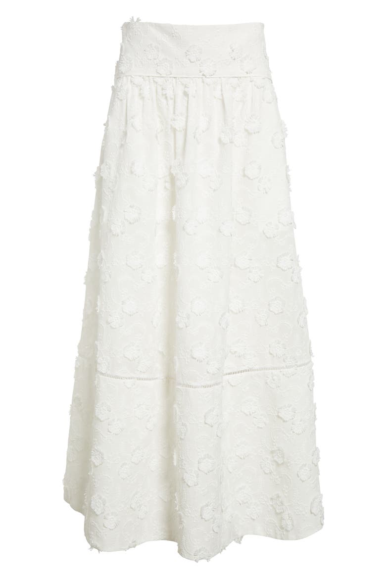 Off White 3D Flower Midi Skirt, Alternate, color, OFF-WHITE