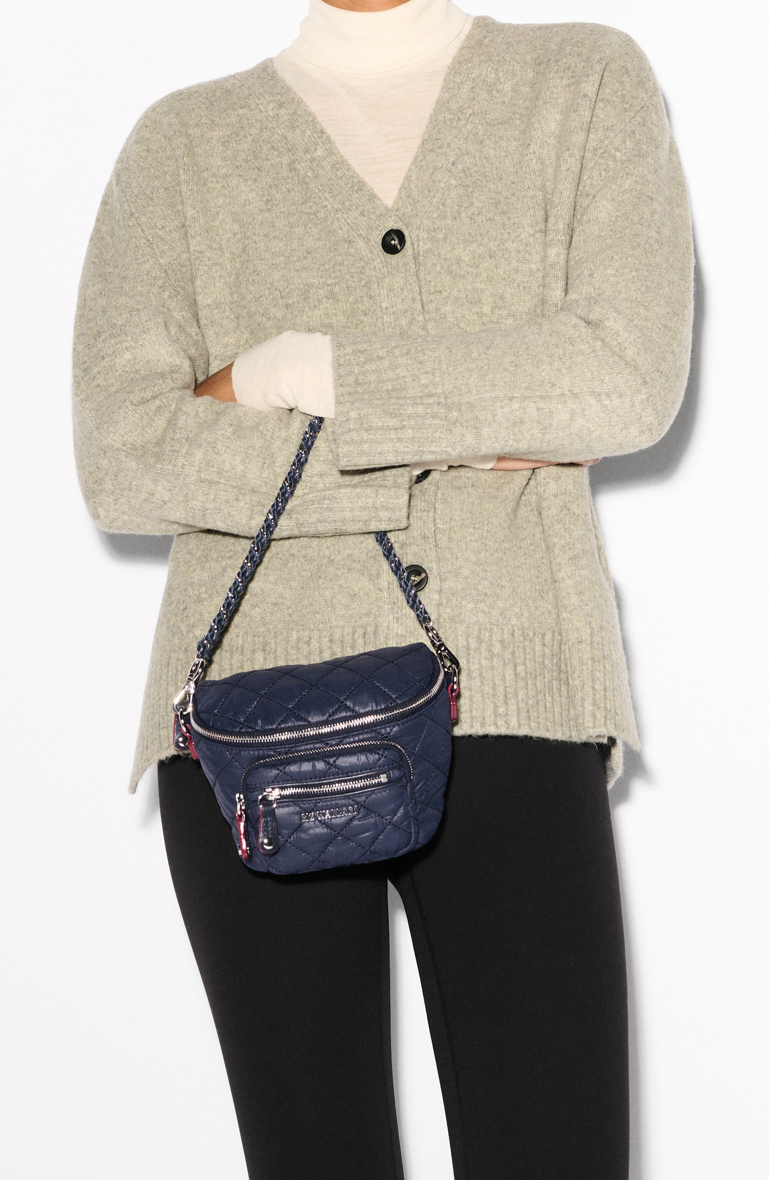 MZ Wallace Micro Crosby Diamond Quilted Nylon Sling Bag, Alternate, color, Dawn