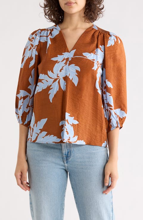 Floral Balloon Sleeve Top