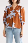 Renee C Floral Balloon Sleeve Top
