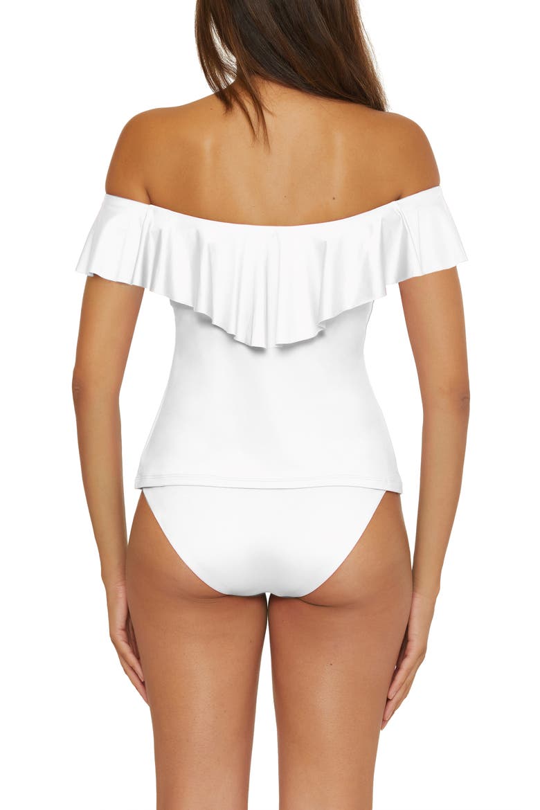Monaco Ruffle Off-the-Shoulder Tankini Top, Alternate, color, WHITE