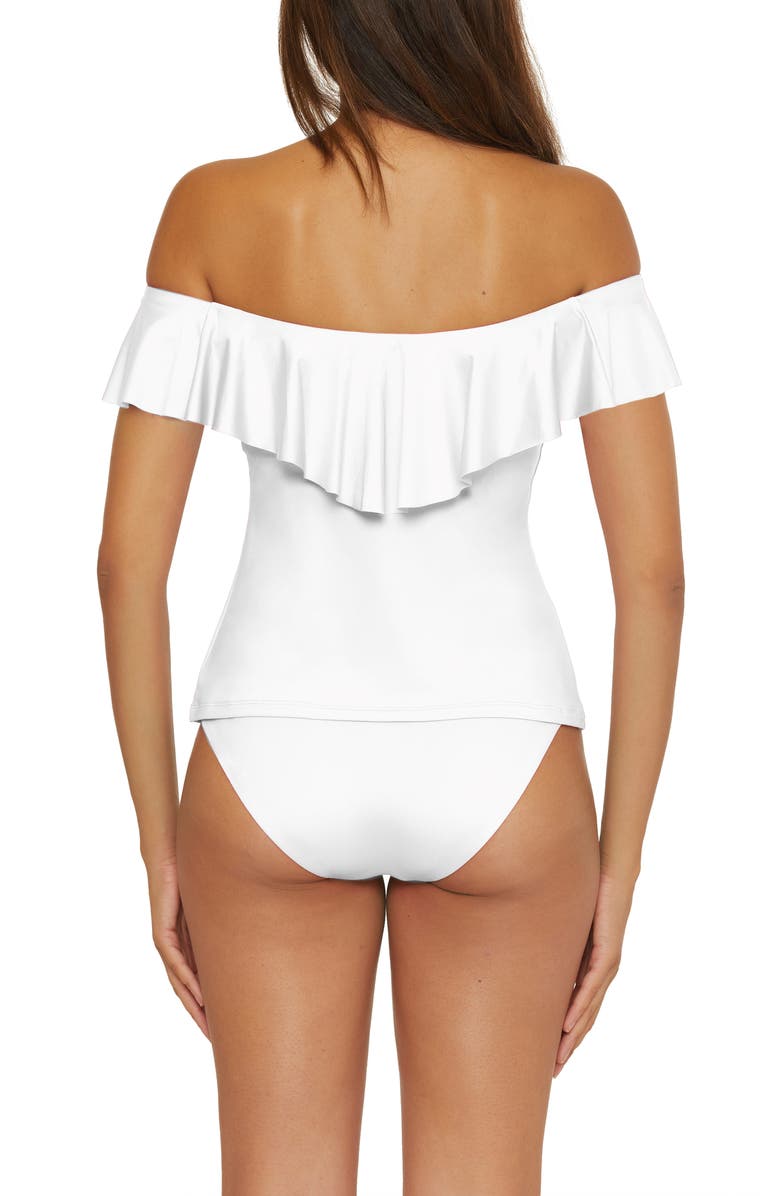 Trina Turk Monaco Ruffle Off-the-Shoulder Tankini Top, Alternate, color, White