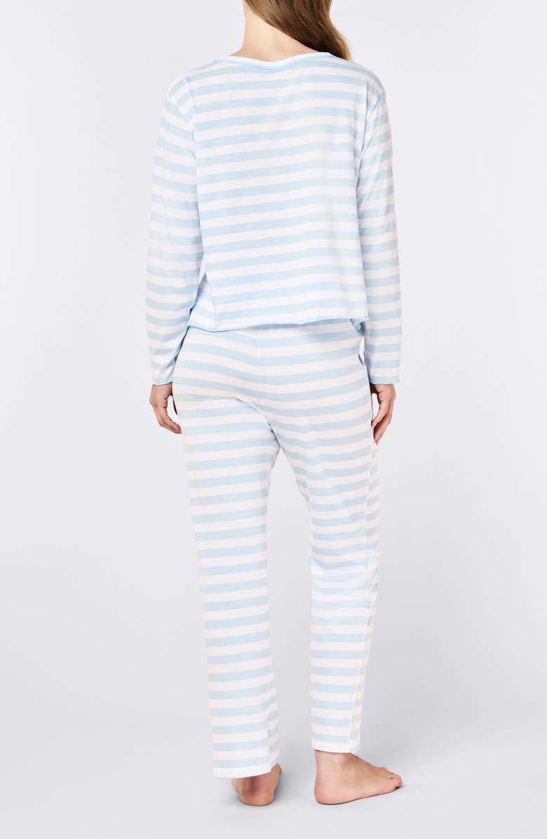 Papinelle Jada Stripe Organic Cotton Pajamas, Alternate, color, Clear Sky/ White Stripe