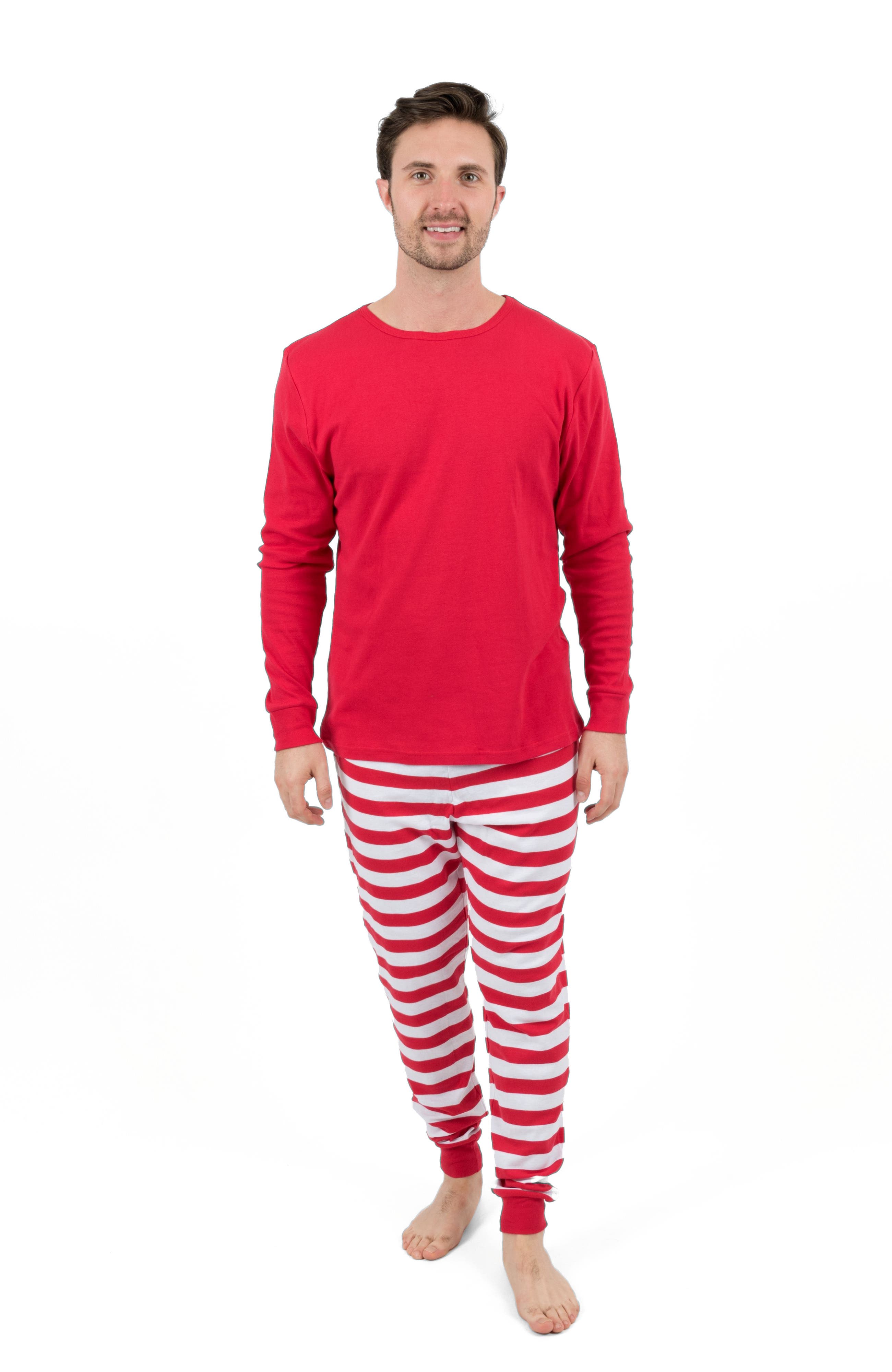 Solid Red Top & Striped Pant