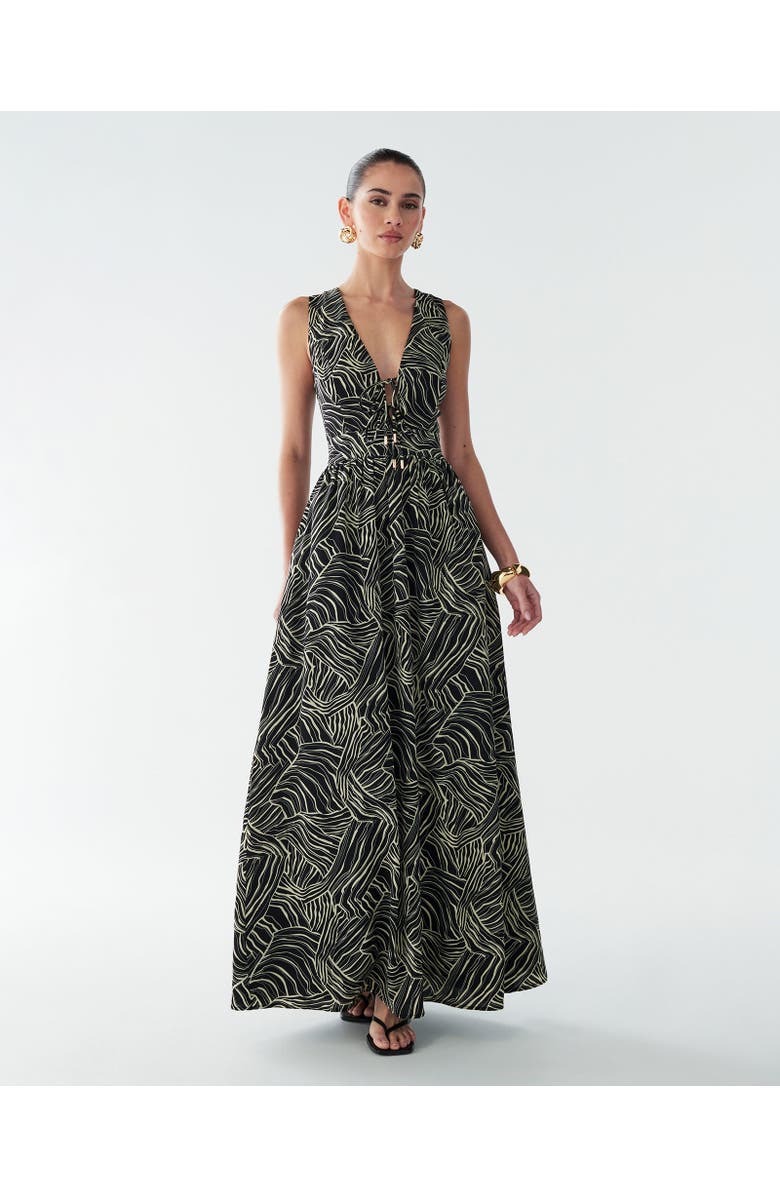 BWLDR Amber Maxi Dress, Alternate, color, Black Abstract