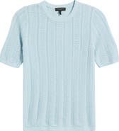 rag & bone Francesca Pointelle Short Sleeve Merino Wool Sweater
