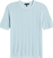 rag & bone Francesca Pointelle Short Sleeve Merino Wool Sweater