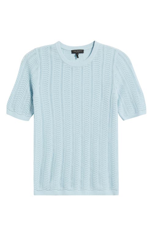 Rag & Bone Francesca Pointelle Short Sleeve Merino Wool Sweater In Blue