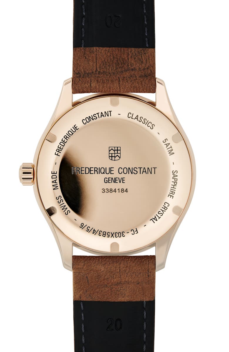 FREDERIQUE CONSTANT Classics Index Automatic Leather Strap Watch, 40mm, Alternate, color, 