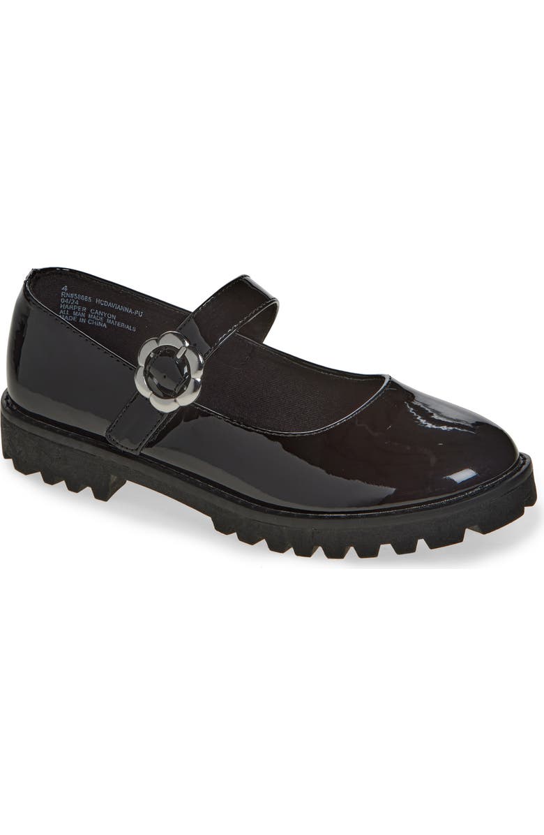 Harper Canyon Kids' Davianna Patent Mary Jane Flat, Main, color, Black