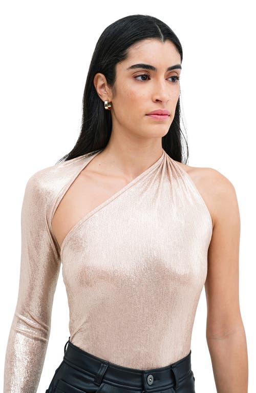 Marcella Manhattan Metallic One-shoulder Shirt In Stardust