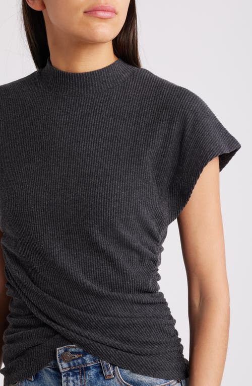 Nation Ltd Khloe Rib Top In Dark Charcoal Heather