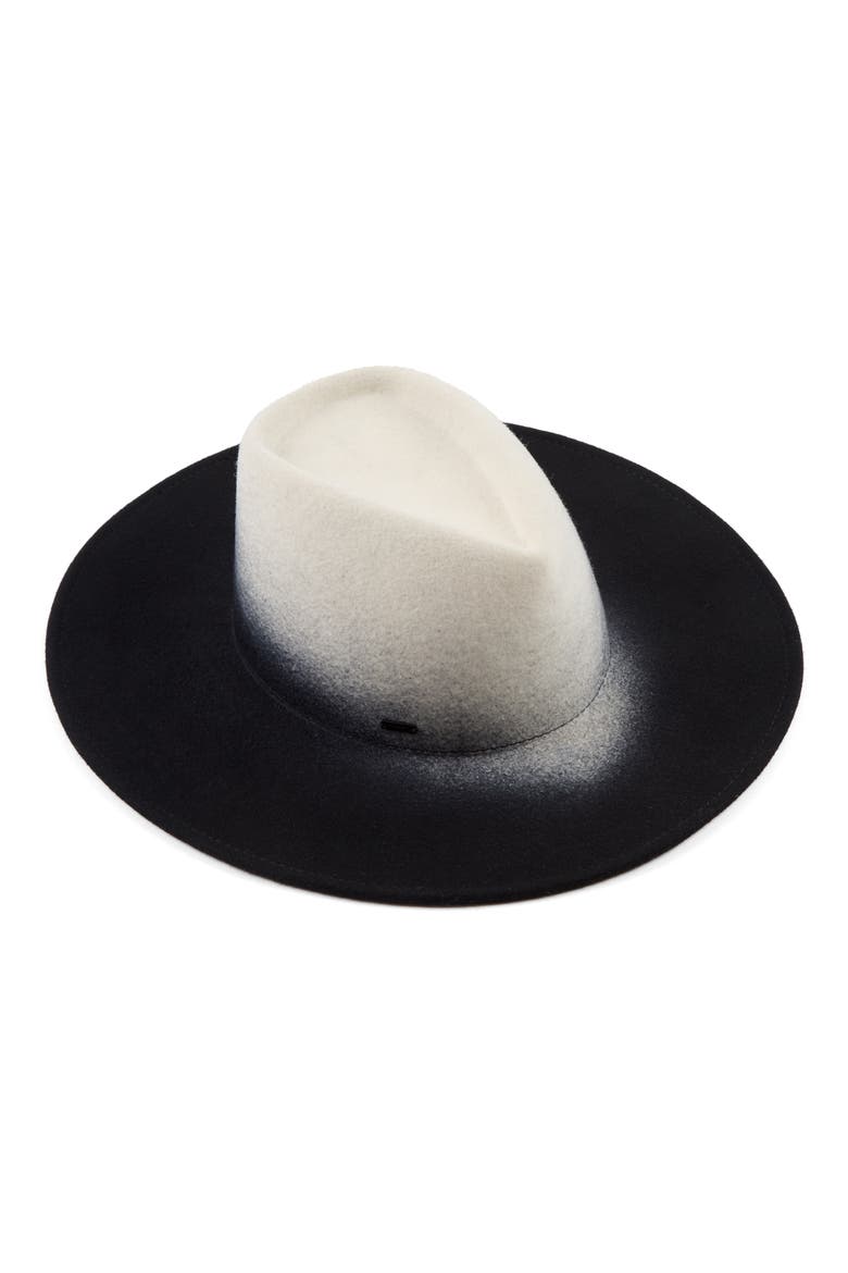 Harlowe Gradient Wool Felt Fedora, Main, color, WINTER WHITE/ BLACK