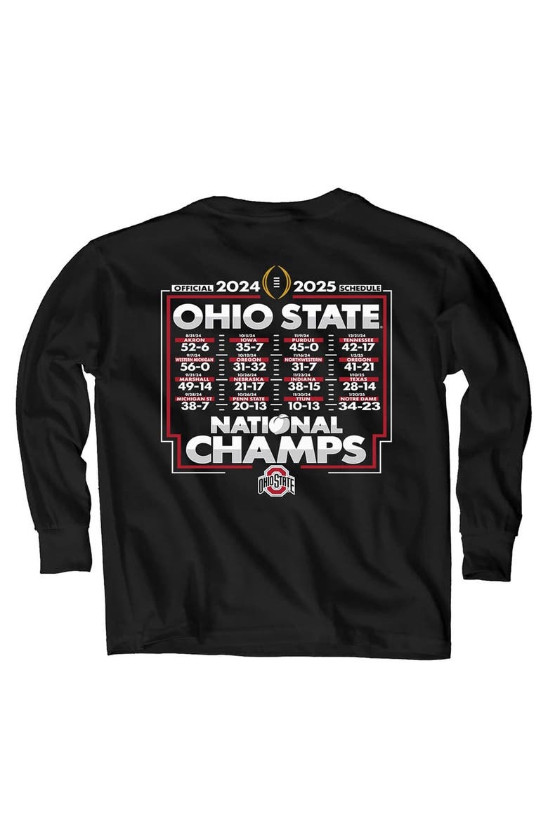 BLUE 84 Youth Blue 84 Black Ohio State Buckeyes College Football Playoff 2024 National Champions Schedule Long Sleeve T-Shirt, Alternate, color, 