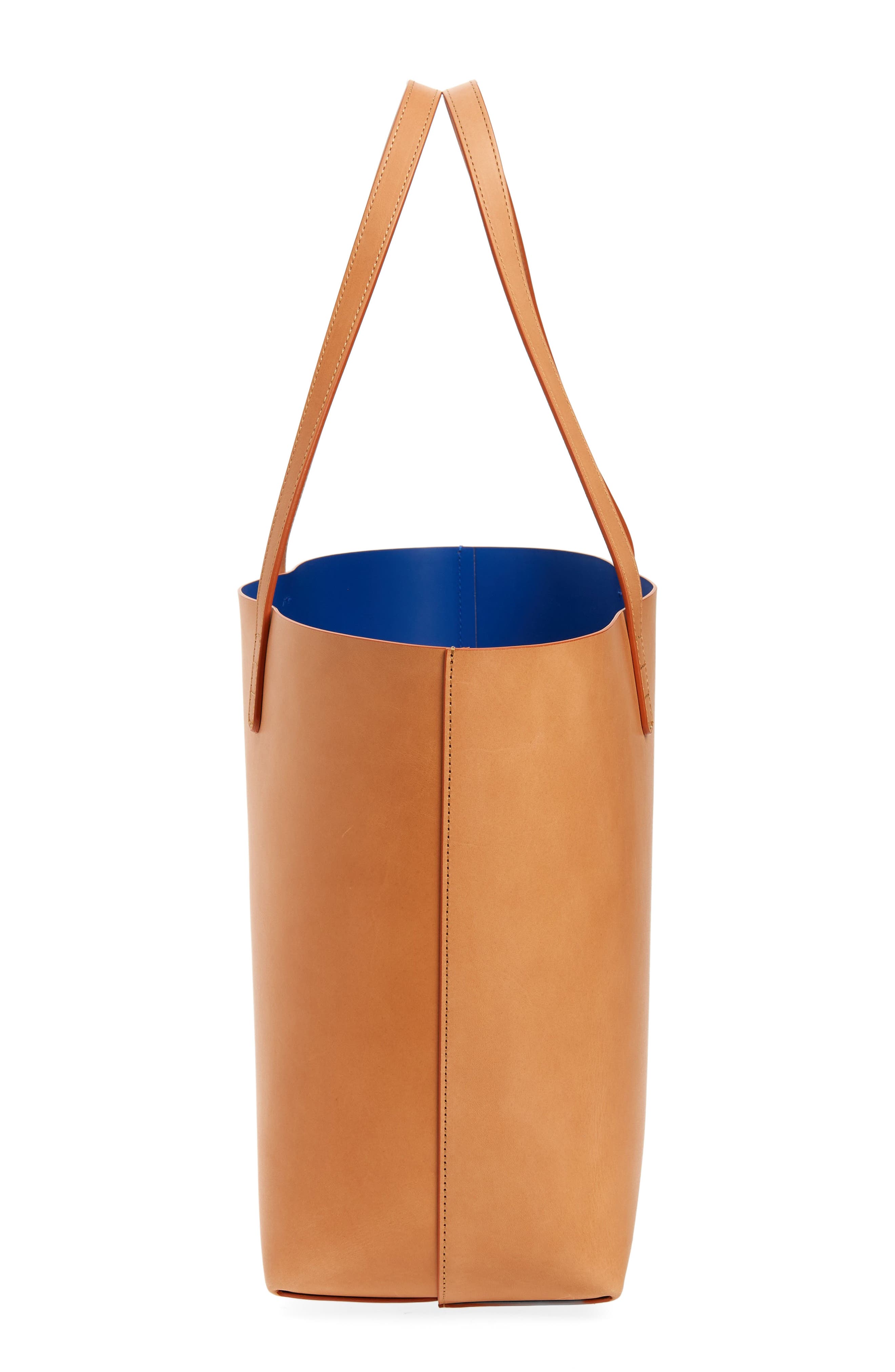 Large Leather Tote, Alternate, color, CAMMELLO/ ROYAL