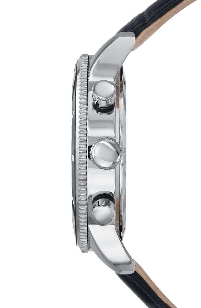 PORSAMO BLEU Brandon Leather Strap Chronograph, 44mm, Alternate, color, Black