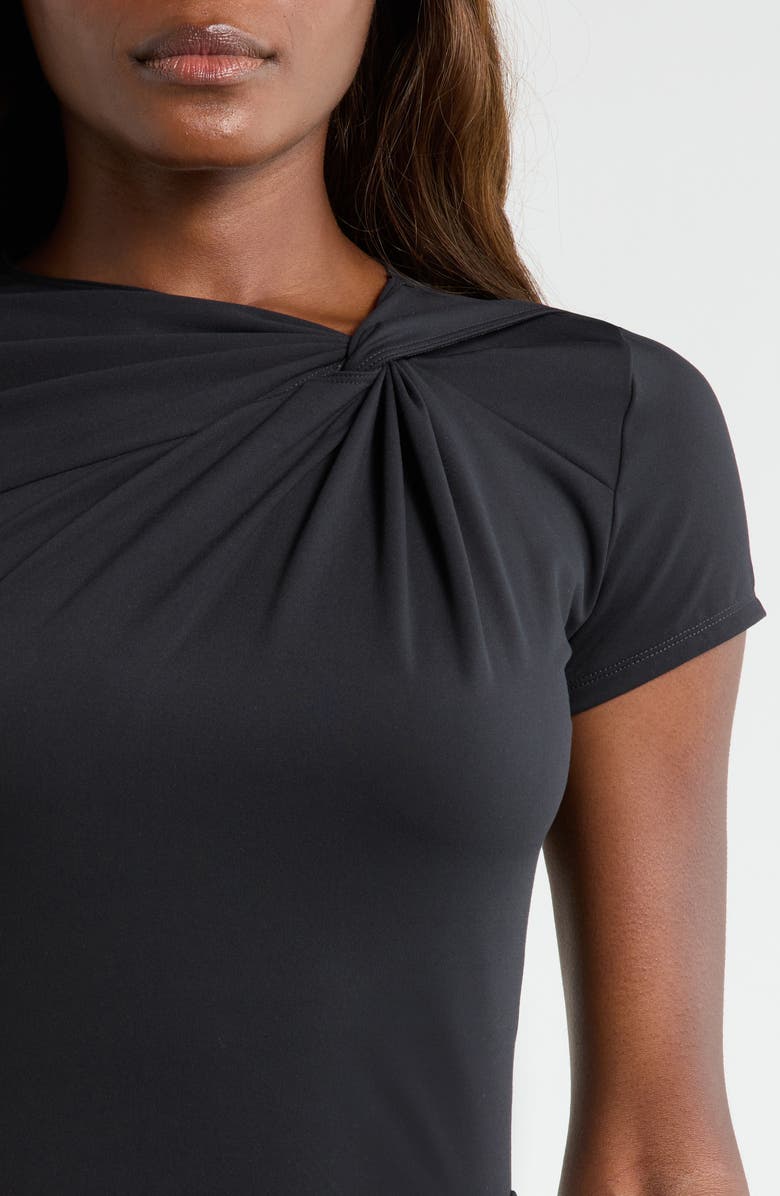 MPG Asymmetric Twist Neck Crop T-Shirt, Alternate, color, Black