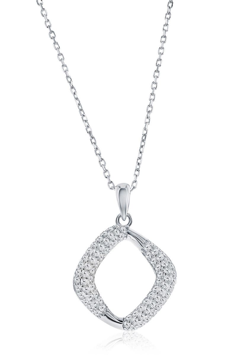 SIMONA Pavé Cubic Zirconia Cushion Stud Earrings & Pendant Necklace Set, Alternate, color, Silver