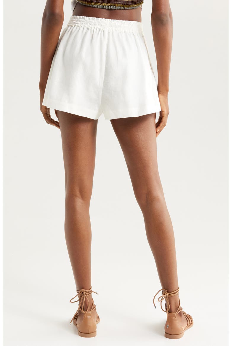 Mirelle Pleat Front Linen Shorts, Alternate, color, WHITE