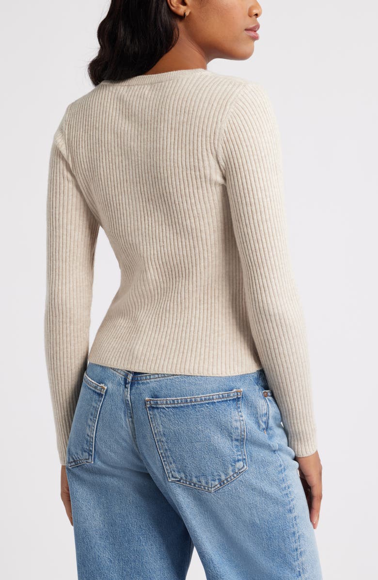 Ribbed Crewneck Cardigan